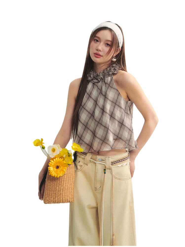 Ruched Ruffle Halter Top