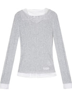 Polka Dot Mesh Wool Blend Knit Top