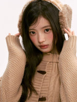 Light Brown Toggle Knit Cardigan