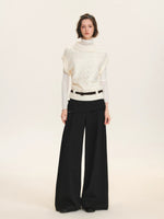 Belted Collared Wool Blend Vest