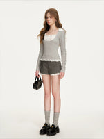 Faux-Layer Lace T-shirt