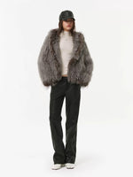 Silver Fox Trim Hooded Jacket