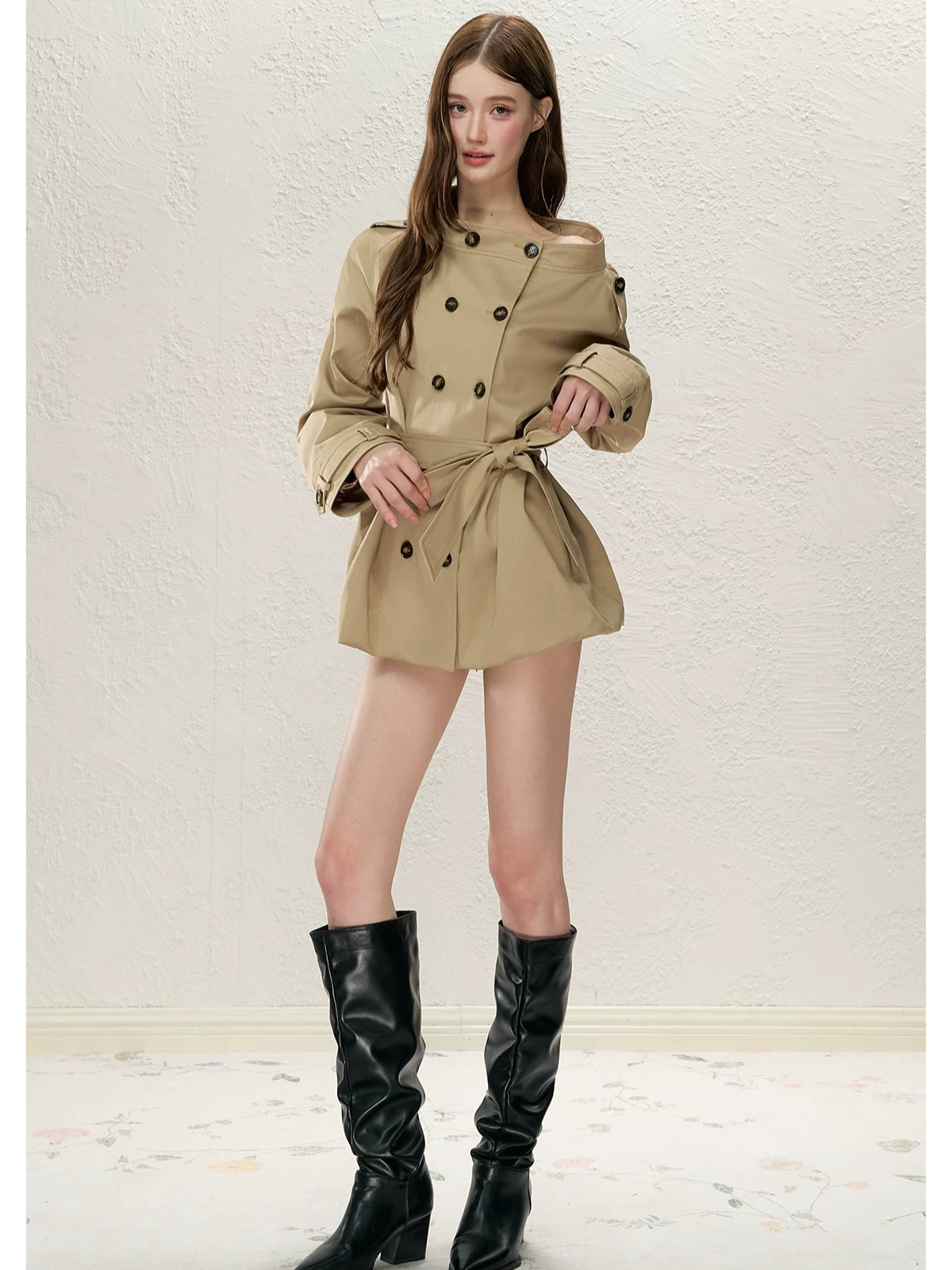 Convertible Off-Shoulder Trench