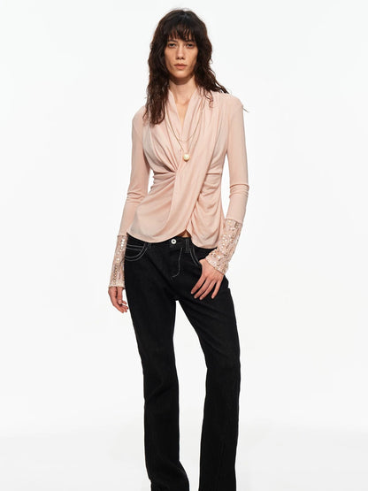 Cross Draped Acetate Top