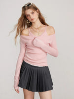 Layered Cowl Neck Knit Sweater