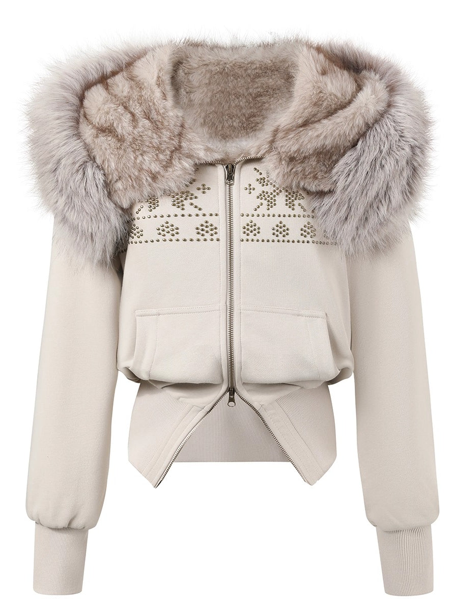 Vintage Rhinestone Graphic Hoodie Jacket