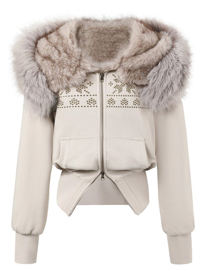 Vintage Rhinestone Graphic Hoodie Jacket