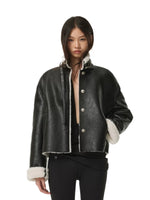 Contrast Faux Shearling Biker Jacket