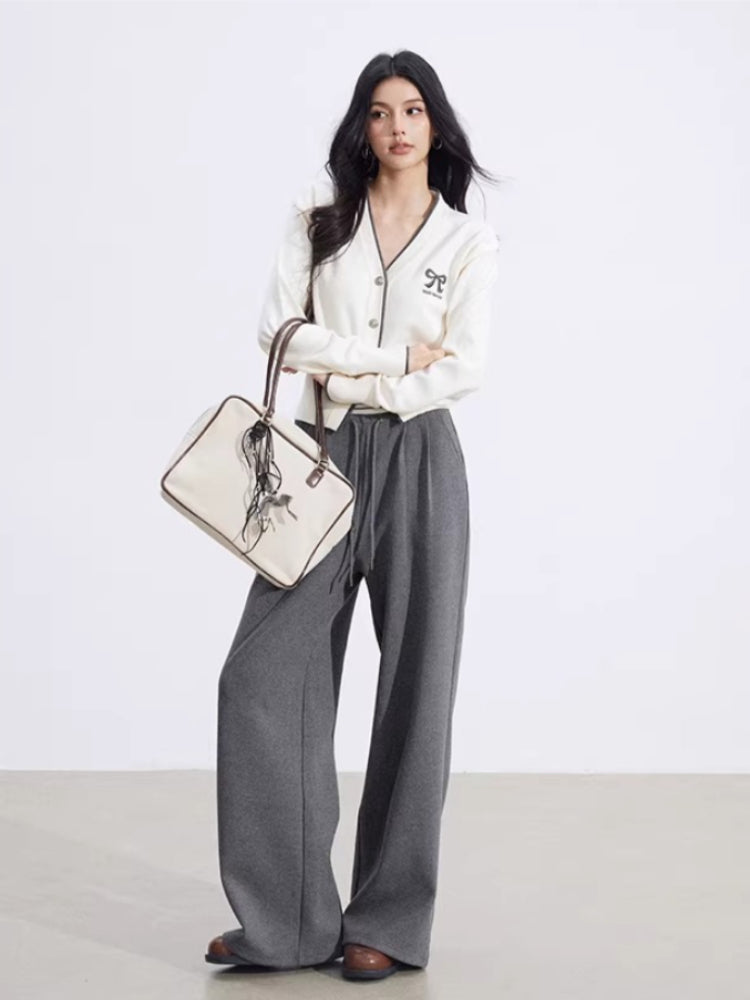 Faux-Layer Patchwork Wide-Leg Pants