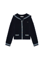 Contrast Sailor Collar Cable Cardigan