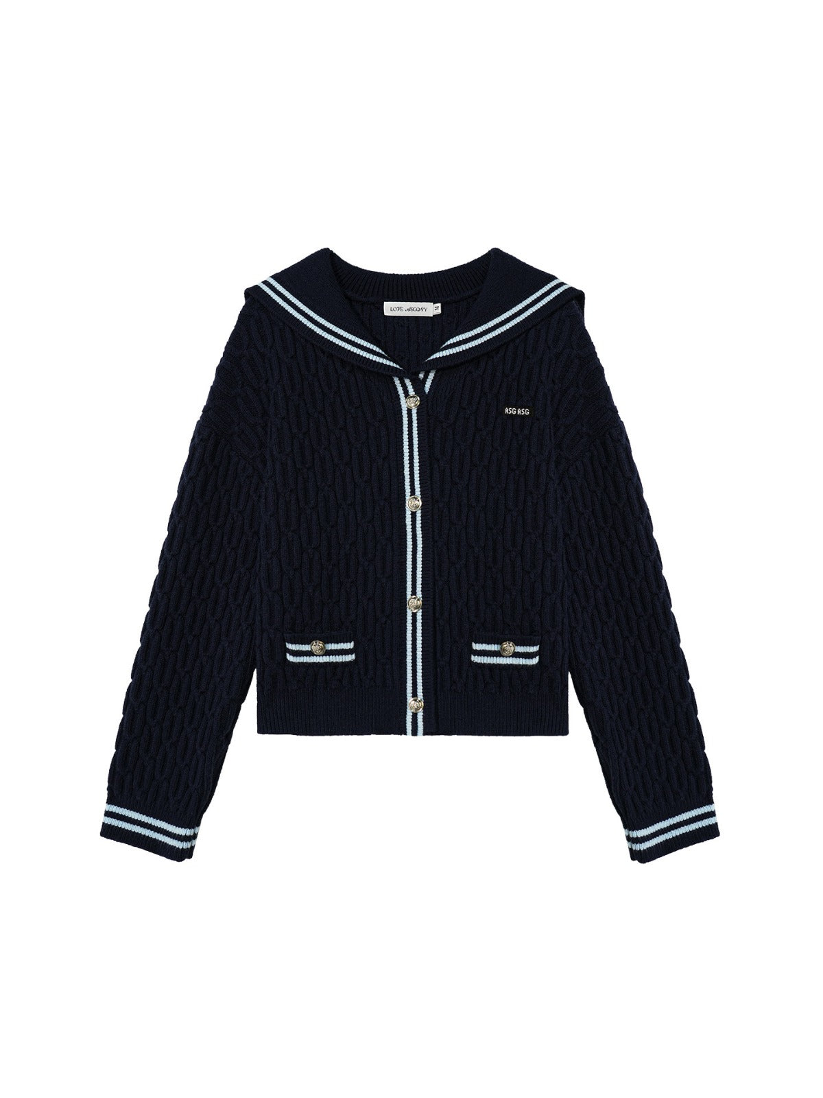 Contrast Sailor Collar Cable Cardigan