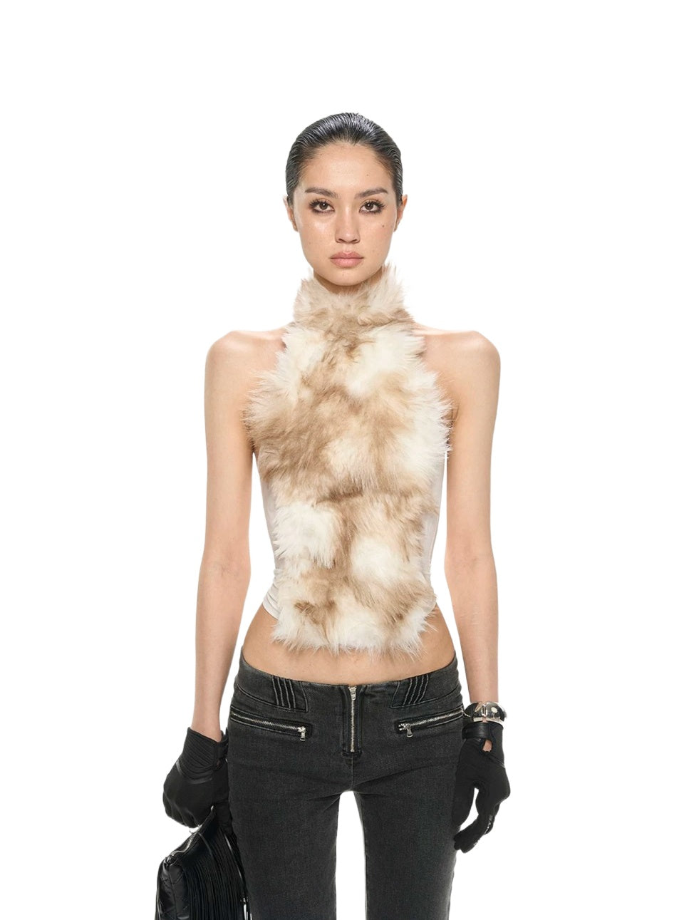 Gradient Fur Halter Top