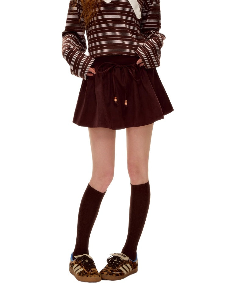 Suede Beaded Mini Skirt