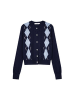 Vintage Argyle Knit Cardigan Set