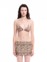 Leopard Print Bikini Three-Piece Set
