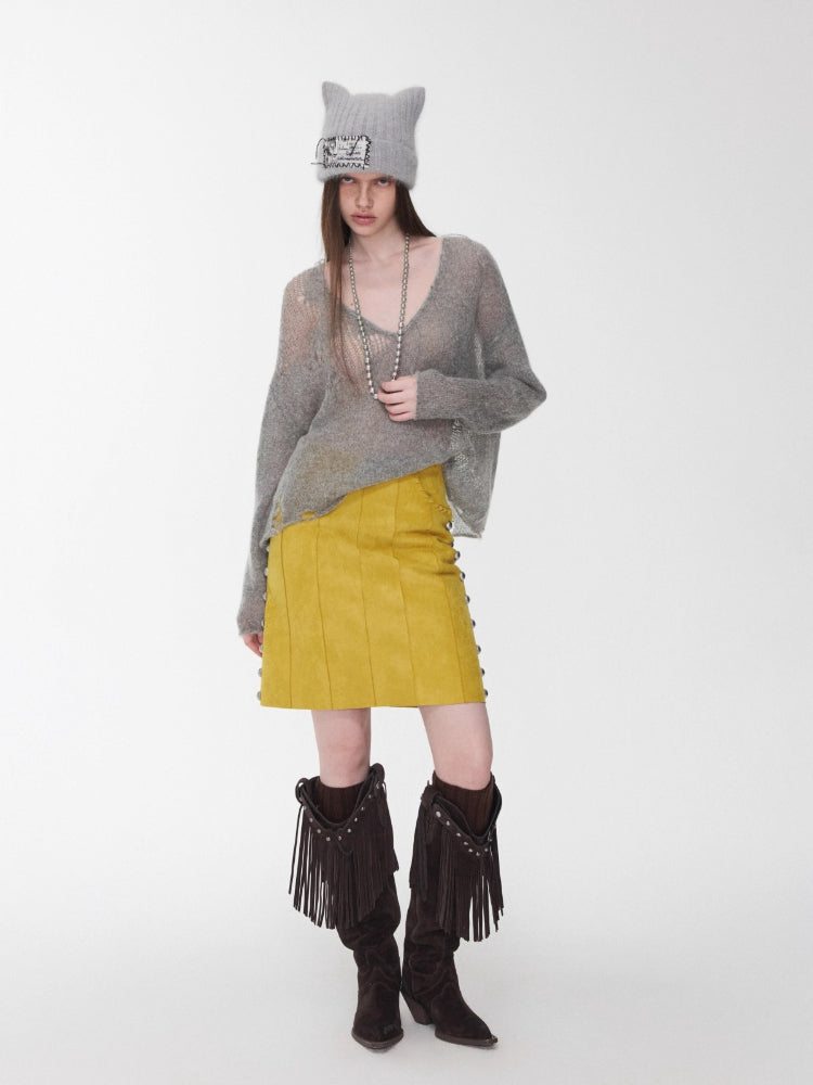 Mohair Star Cutout Sweater