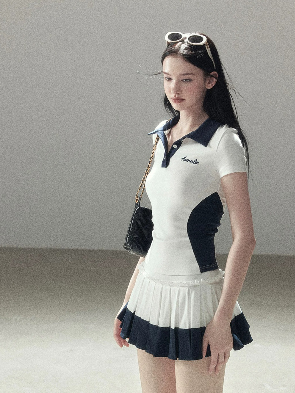 Navy Color-Block Polo Top Set