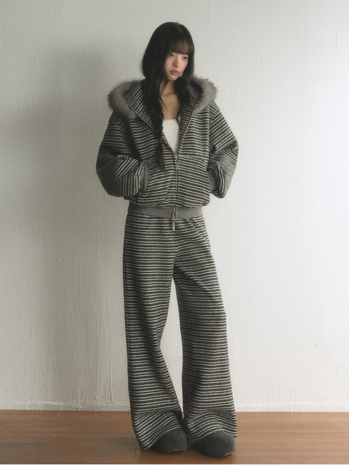 Striped High Waisted Wide Leg Pants