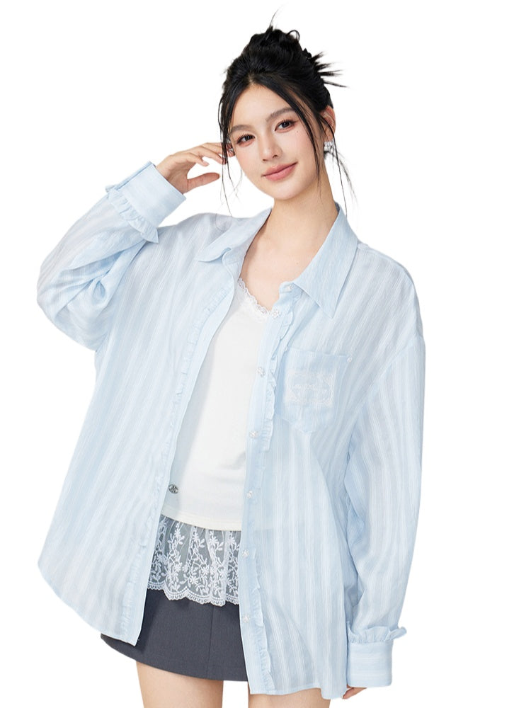 Lace-Trimmed Floral Shirt