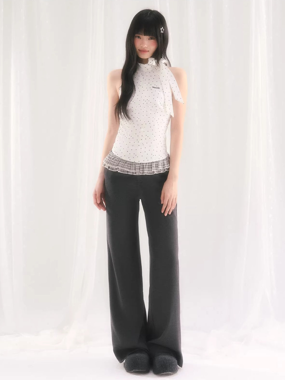 White Star Printed Halter Top