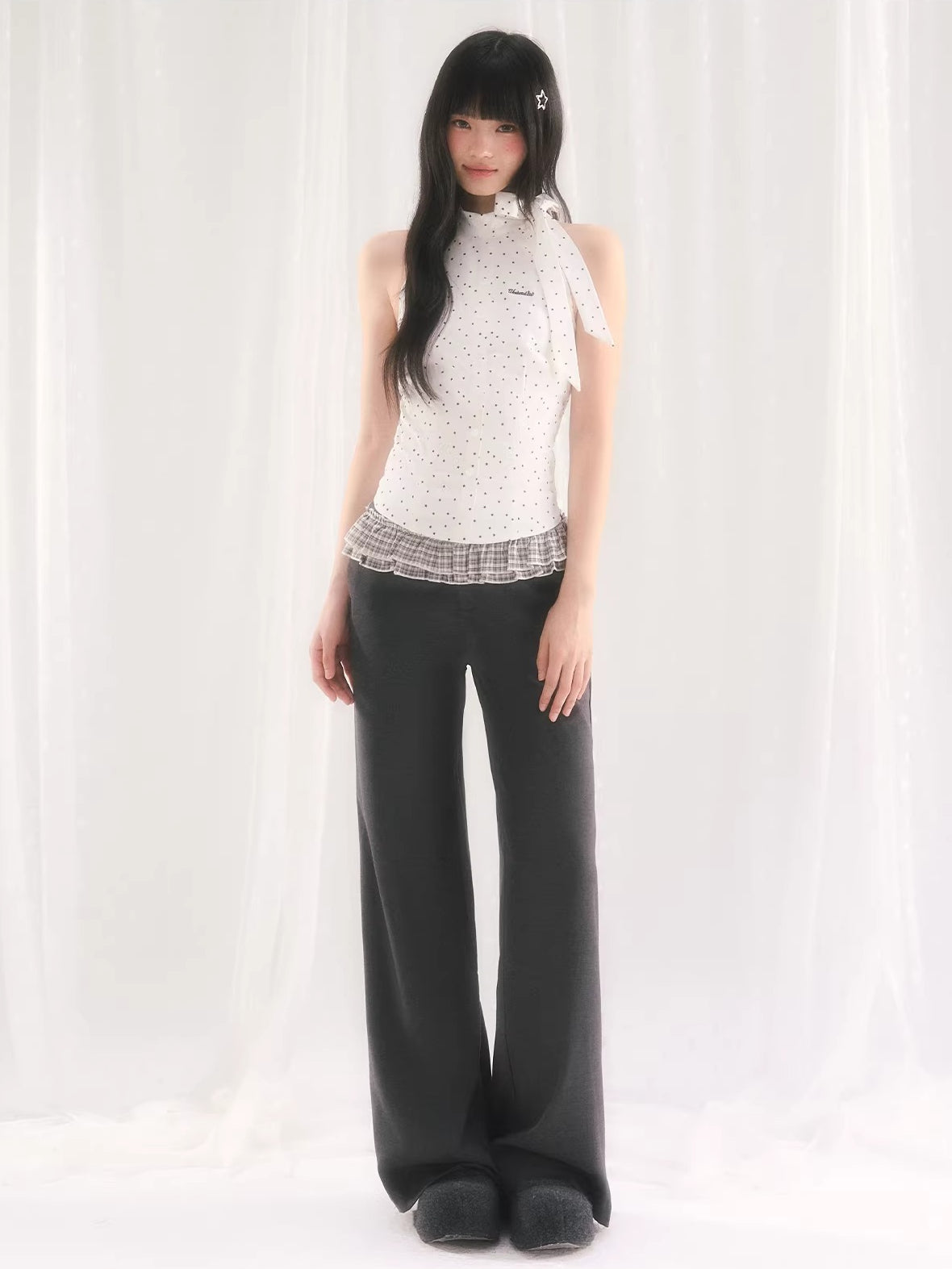 White Star Printed Halter Top
