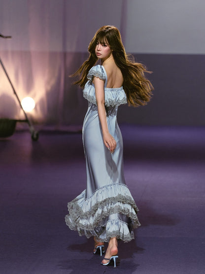 Lace Panel A-Line Maxi Dress