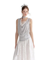 Lace Draped Scarf Tank Top