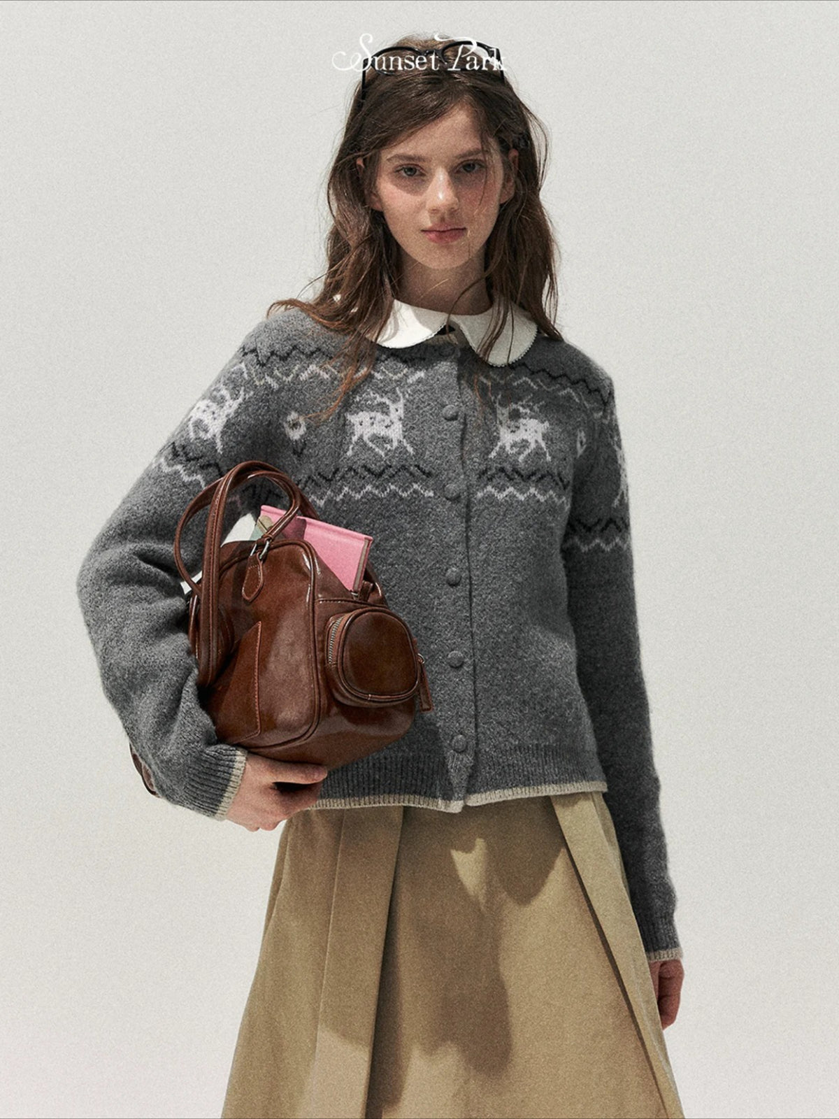 Deer Fair Isle Knit Cardigan