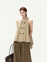 Double Button Halter Vest