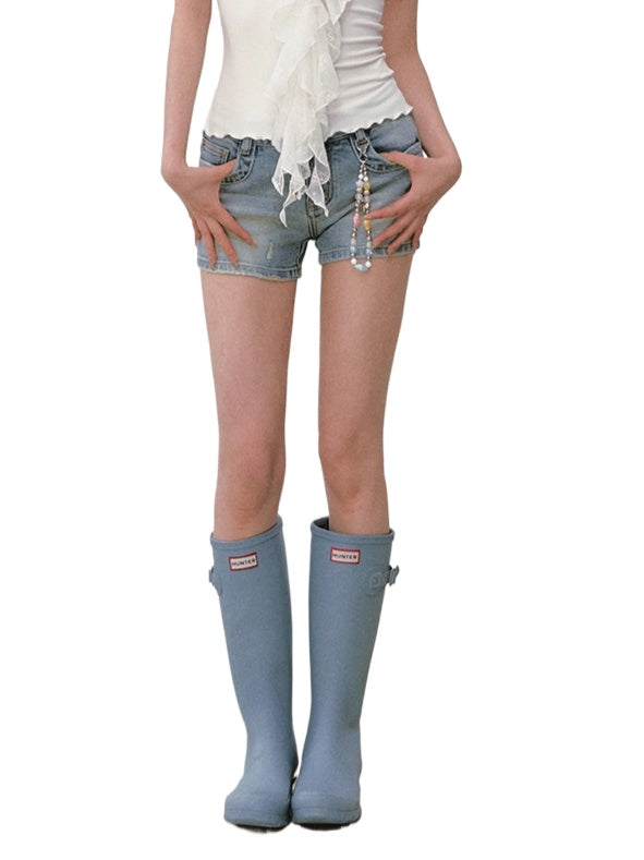 Rhinestone Embellished Denim Hotpants