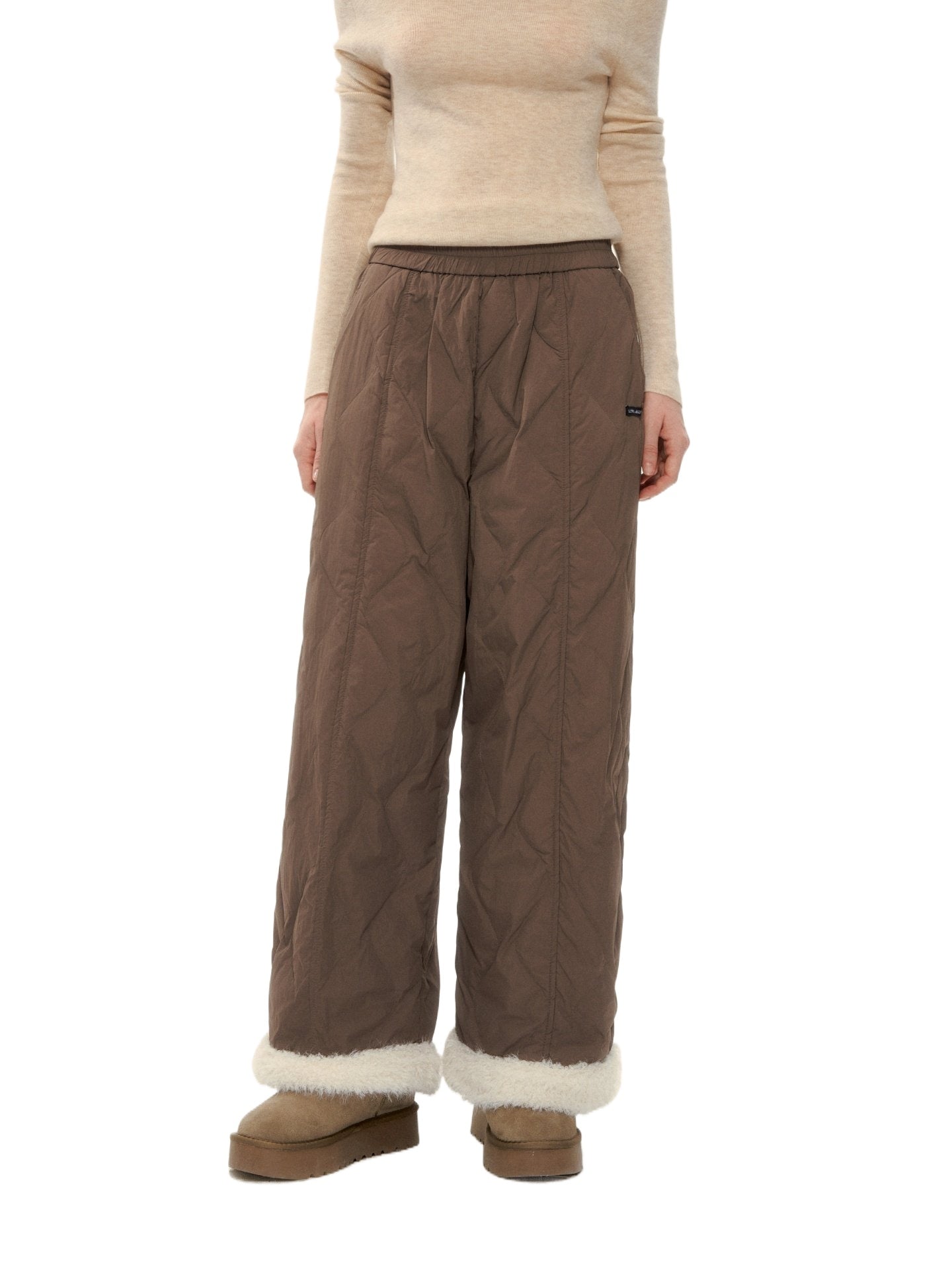 Raw-Hem Patchwork Wide-Leg Pants