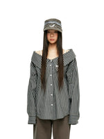 Detachable Stripe Off Shoulder Shirt