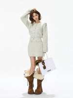 Wool Knit Cardigan & Skirt Set
