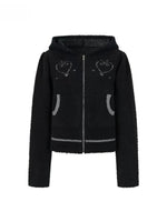 Heart Totem Knit Hooded Cropped Jacket