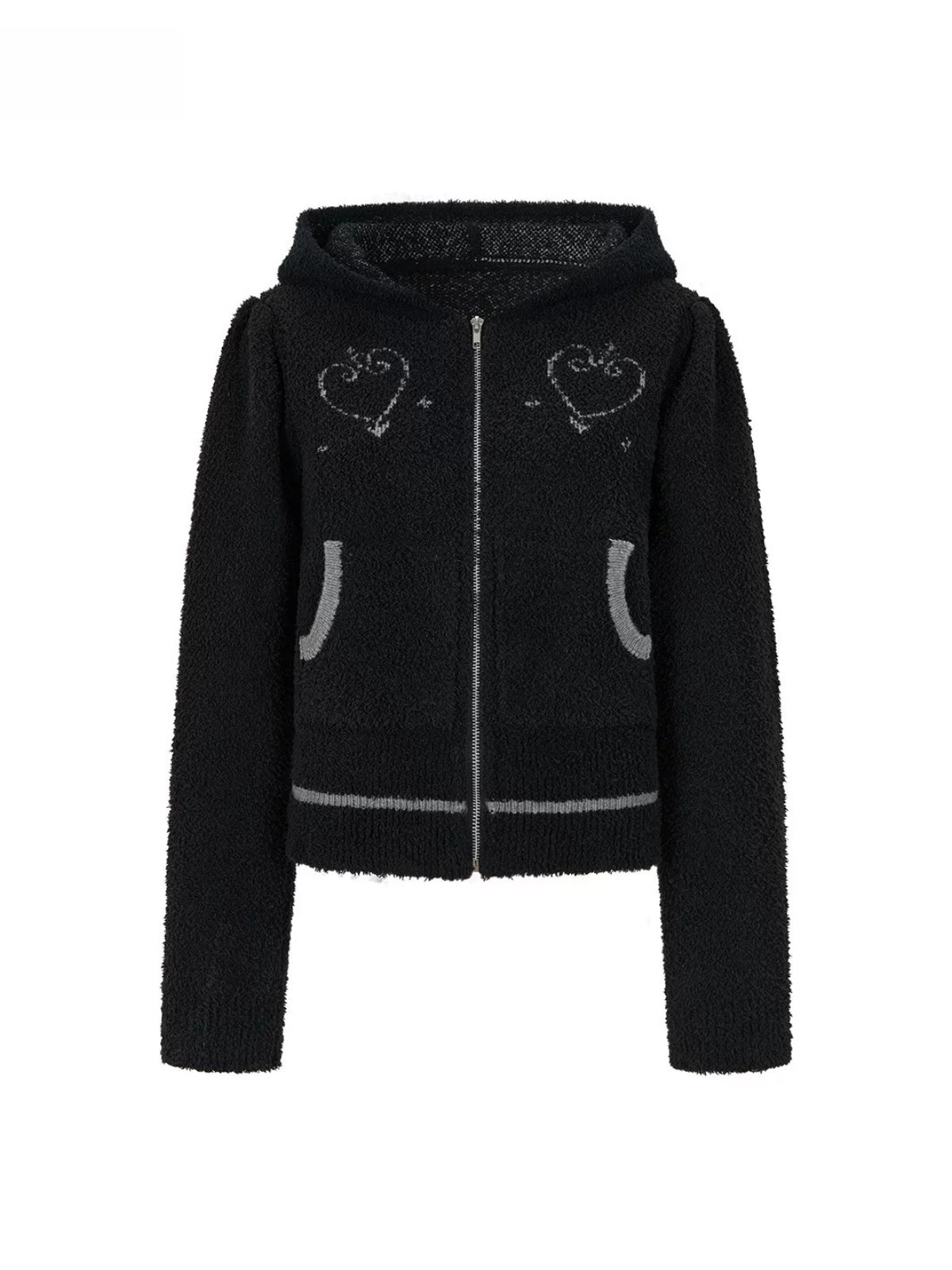 Heart Totem Knit Hooded Cropped Jacket