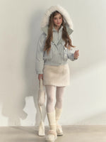 “Flowing Glacier” Patchwork Down Jacket