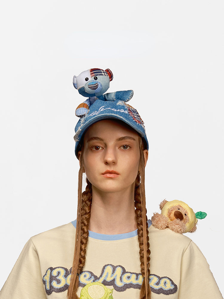 Plaid Patch  Denim Cap