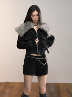 Leopard Print Oversized Fur Collar Thickened Coat