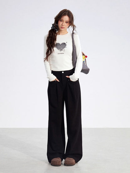 Chenille Fleece Wide-Leg Pants
