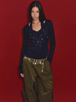100% Wool Shimmer Halter Layered Top