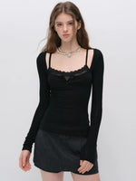 Lace Layered Wool Top