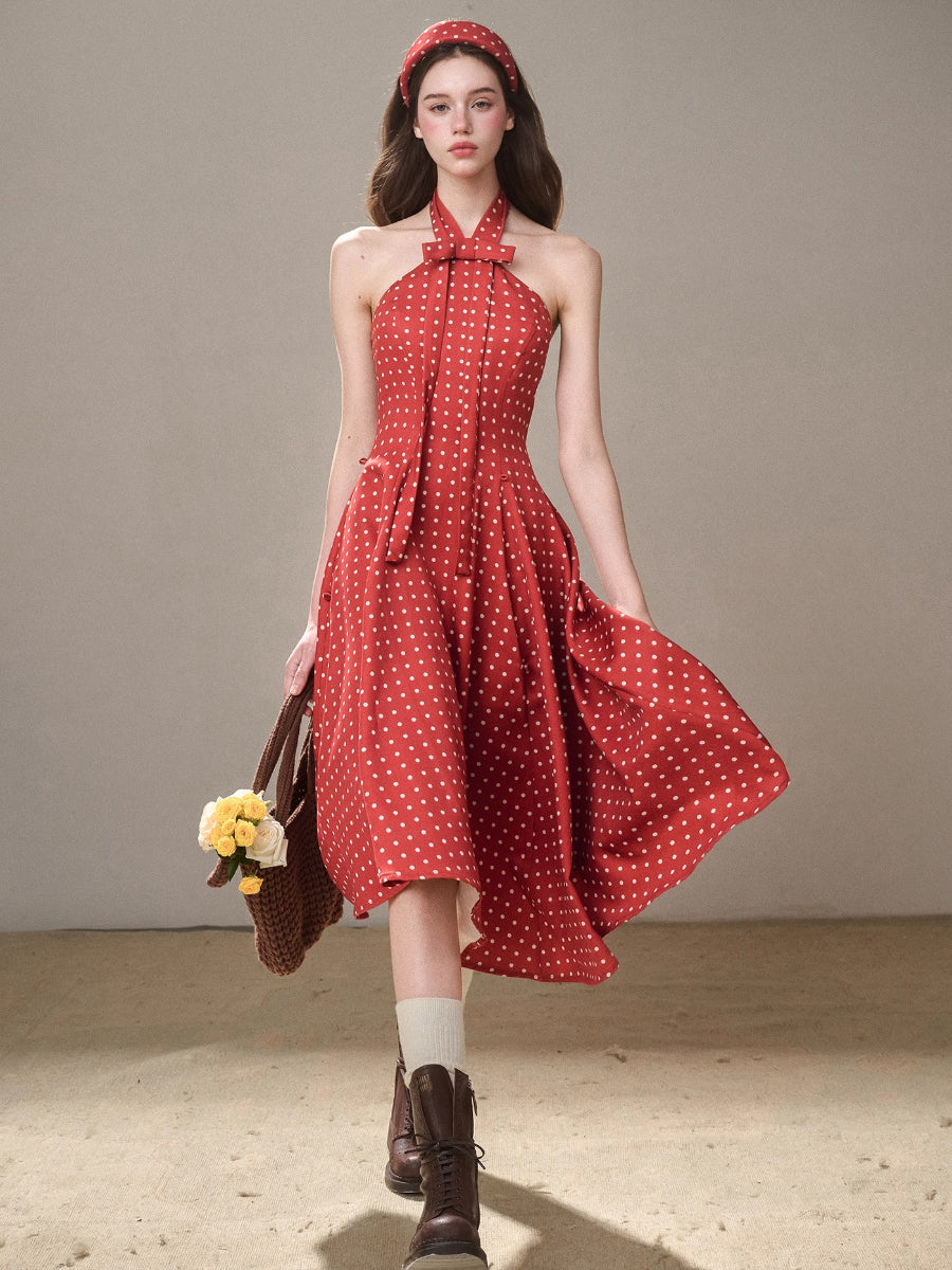 Berry Bordeaux Red Halter Dress
