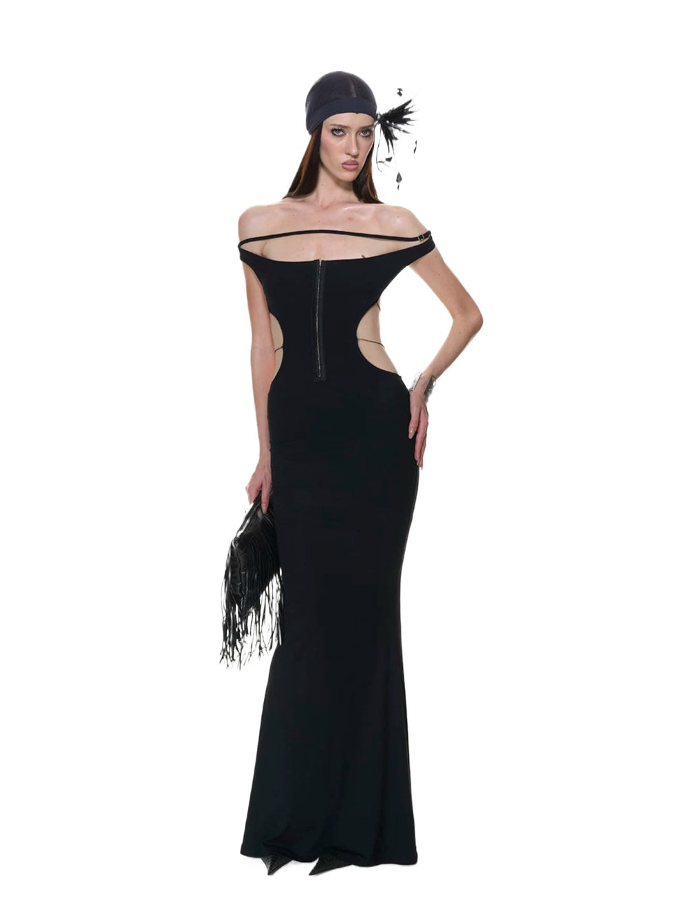 Black Lace-Up Halter Maxi Dress