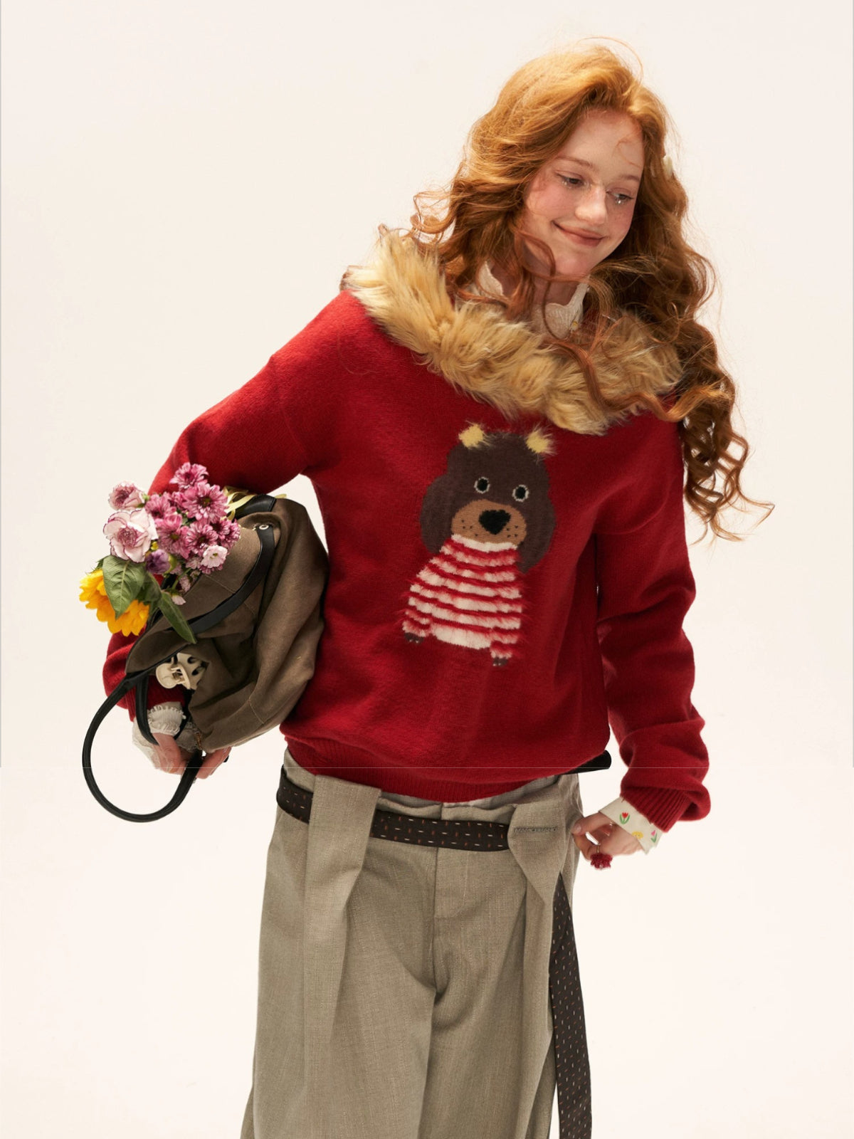 Cute Puppy Hooded Knit Sweater