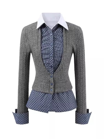 Cable Knit Layered Blouse