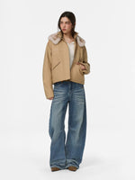 Warm Camel Fur Collar Cotton Coat