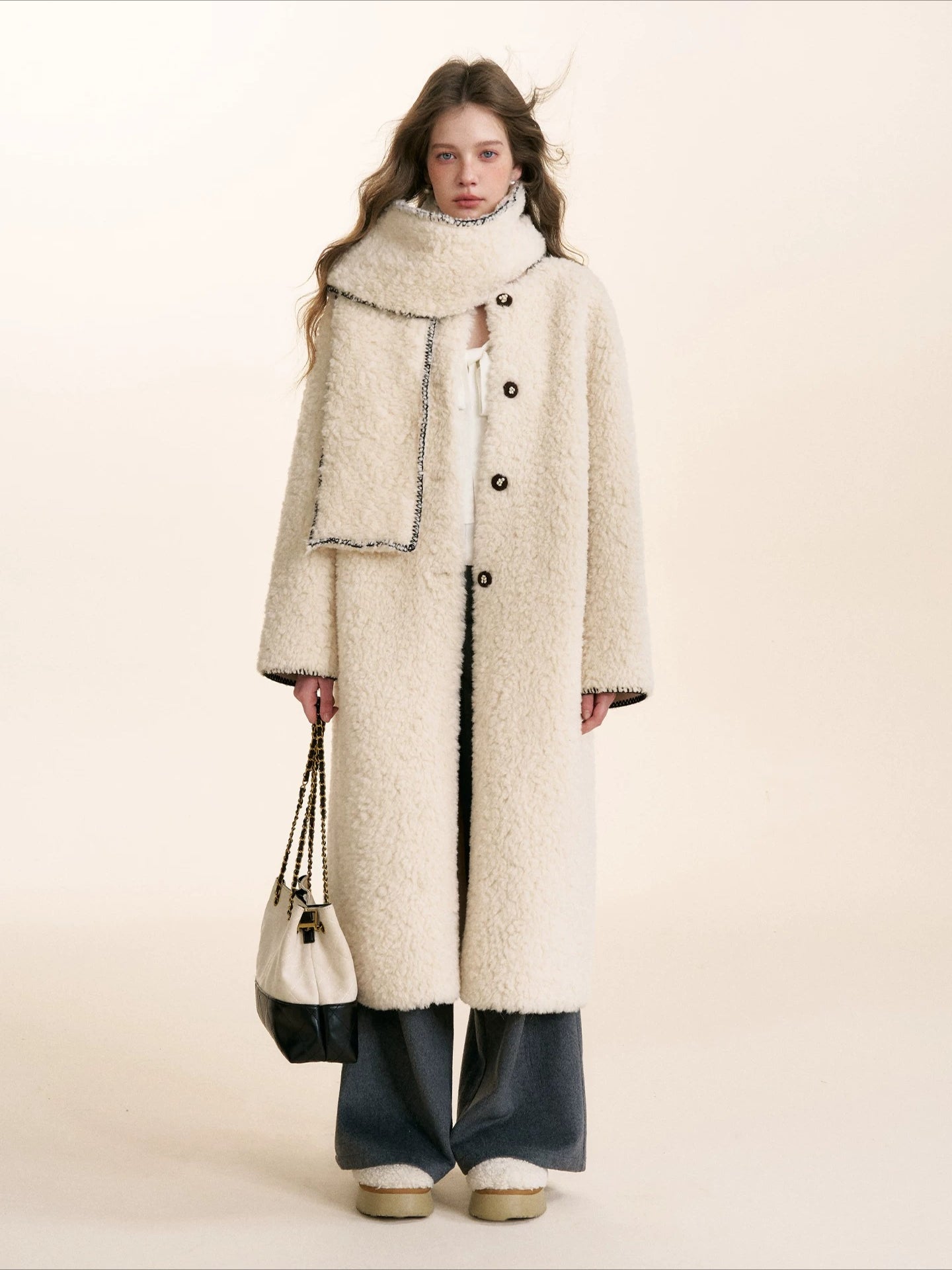 Longline Shearling Coat Set