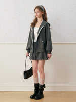 Lace Trim Hoodie & Skirt Set