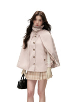 Vintage Plaid Panel Wool Cape Coat