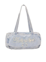 Light Blue Bow Letter Denim Shoulder Bag